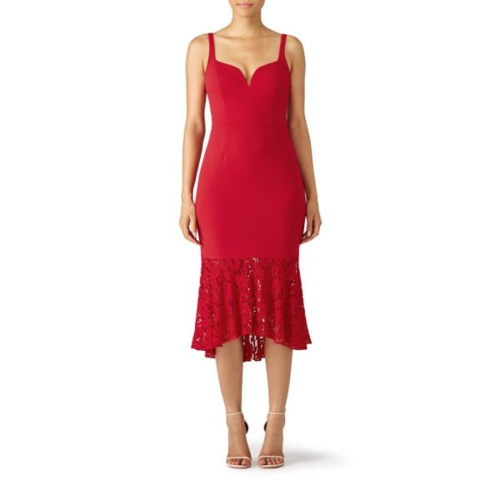 Aidan Mattox Red Laced Hem Dress Size 4